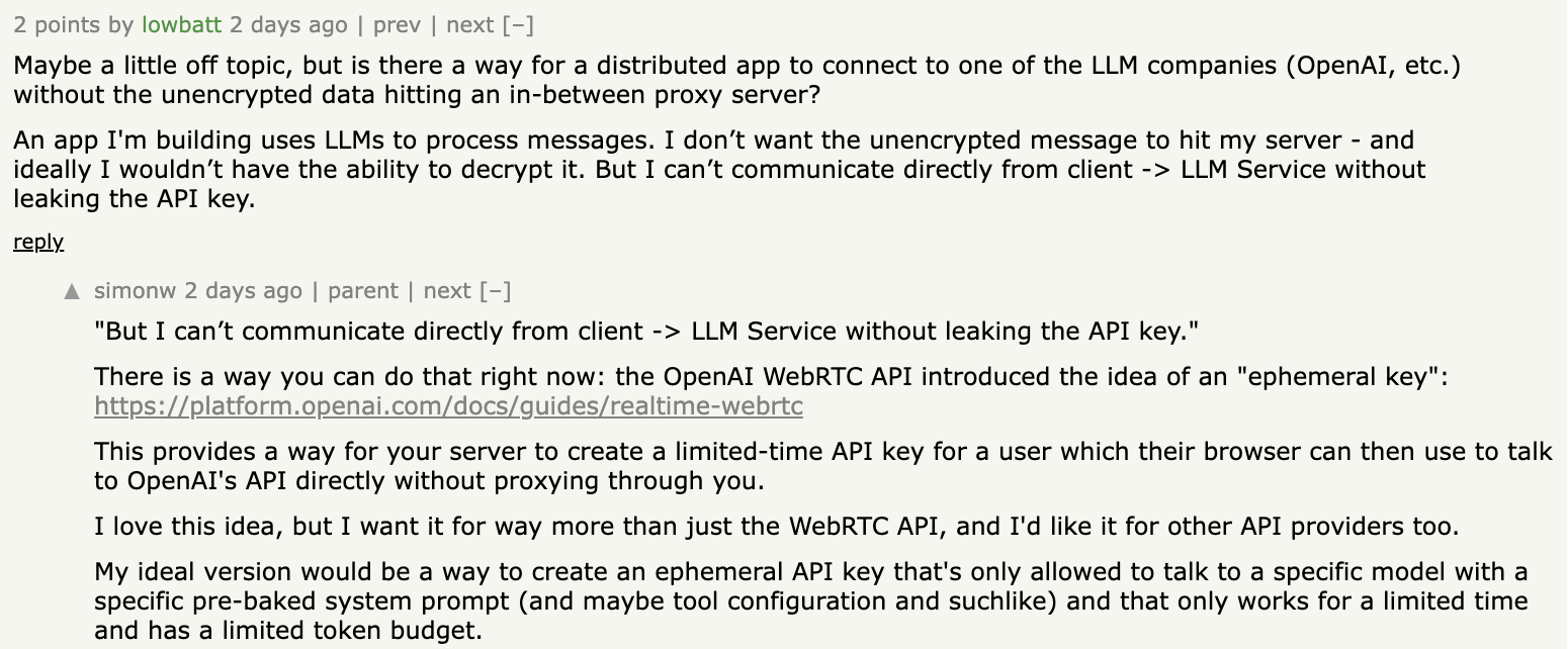 Ephemeral API Keys